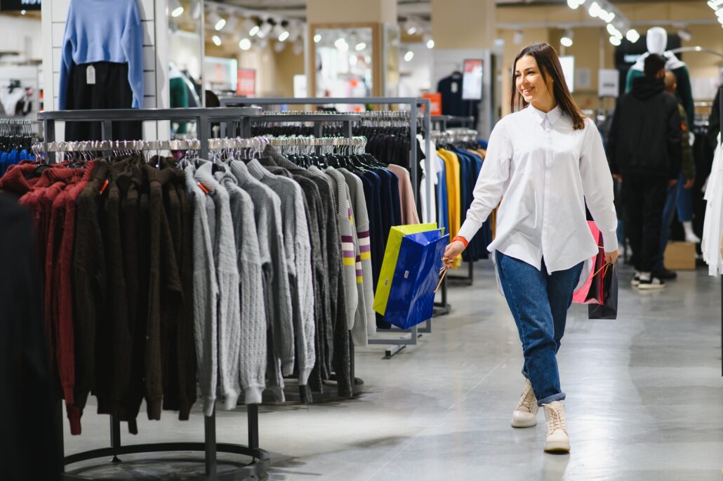 Fashionable girl shopping in a store.